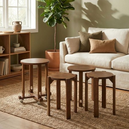 طقم/4سكملة مدورخشب بني  EL25/12 =ك5